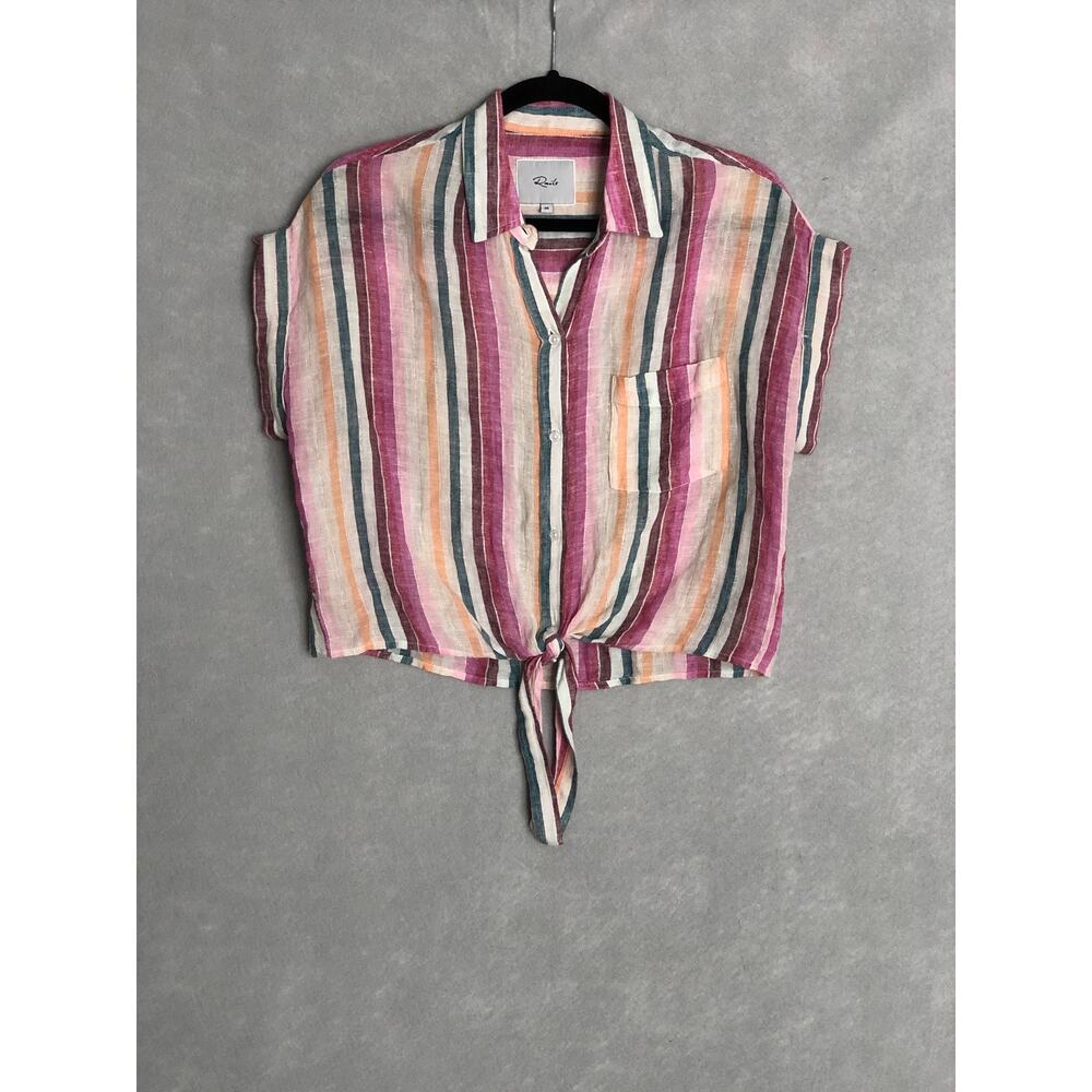 Rails Women's Xs Stripe Tie Front Button Up Shirt - image 1
